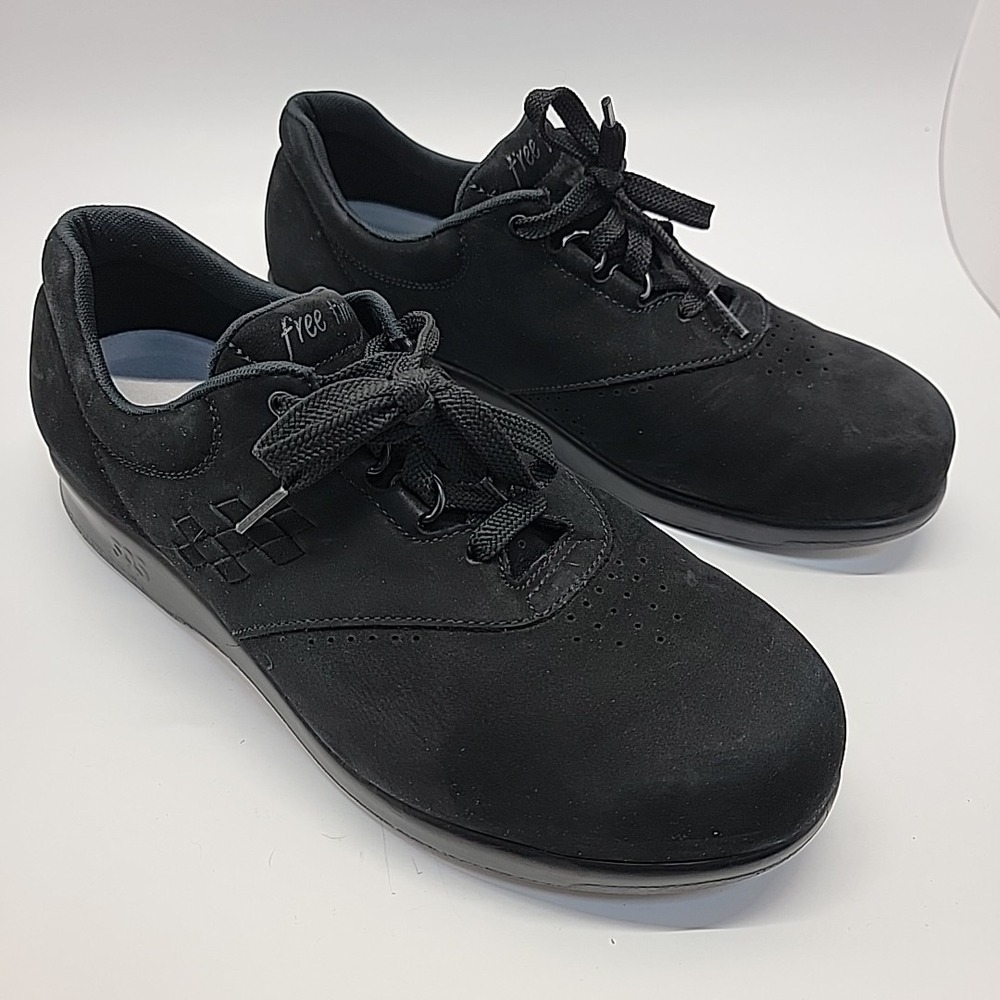 SAS Shoes Womens Sz 10 Free Time Walking Sneakers Comfort Black Suede Lace Up
